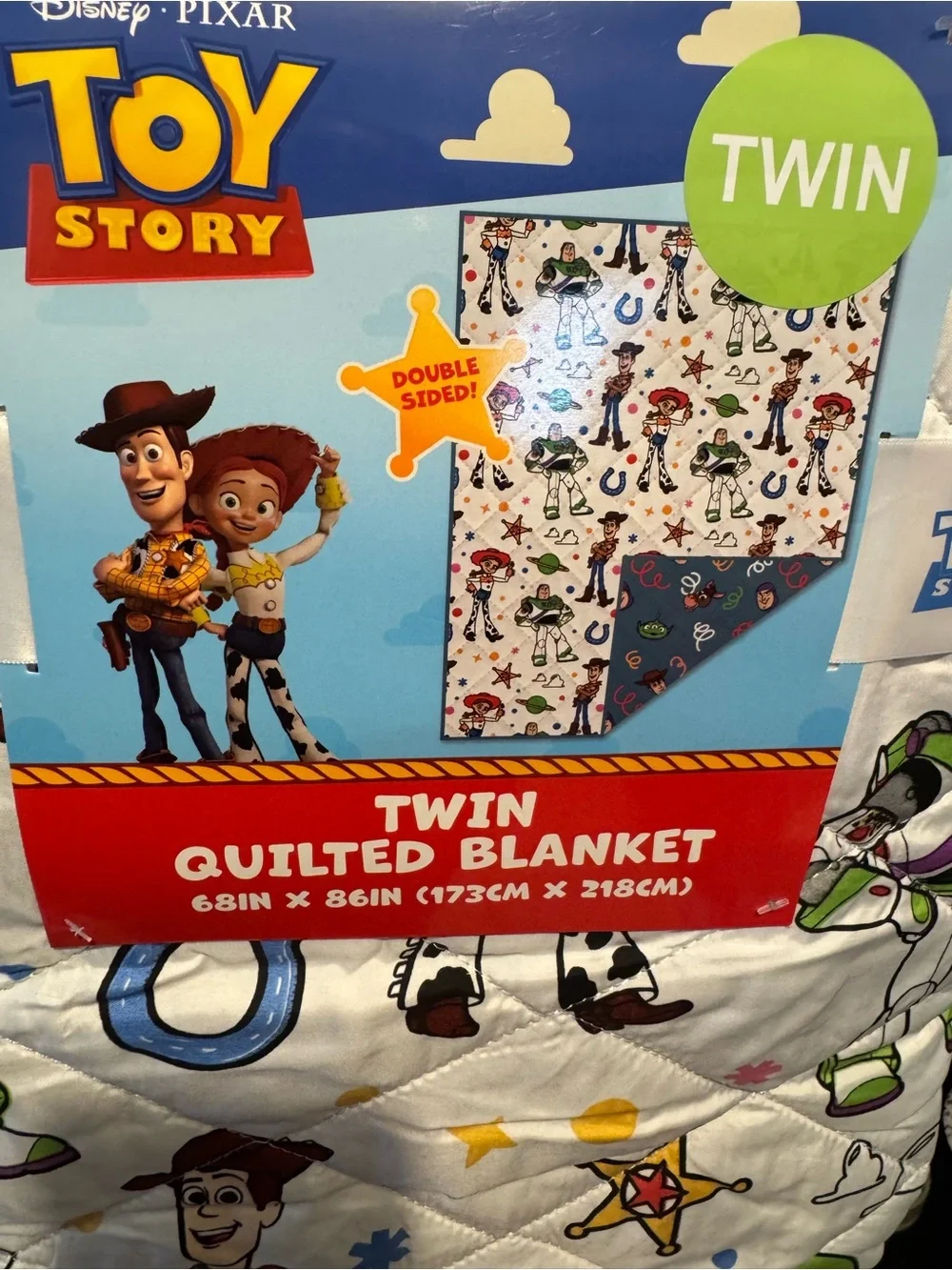 Disney Toy Story Twin Quilted Blanket - White & Blue